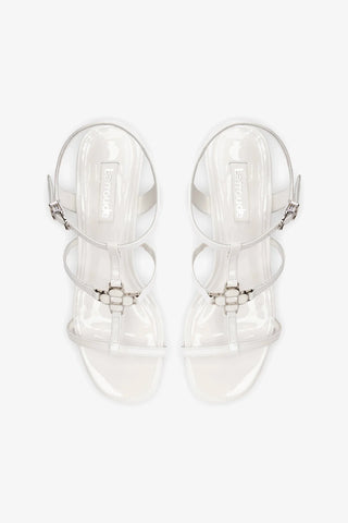 Hana Block In White Patent Leather Sandal Larroudé