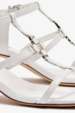 Hana Block In White Patent Leather Sandal Larroudé