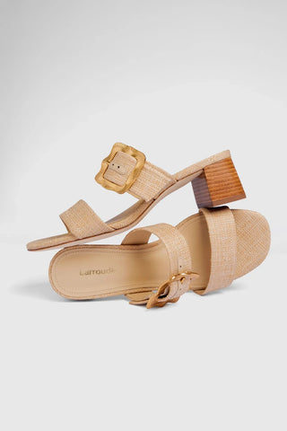 Mule Maria Ráfia Bege Sandal Larroudé