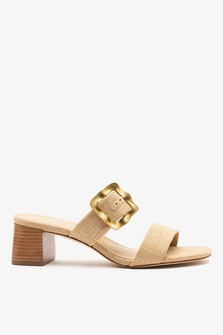 Mule Maria Ráfia Bege Sandal Larroudé