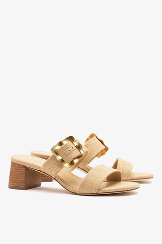 Mule Maria Ráfia Bege Sandal Larroudé
