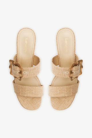 Mule Maria Ráfia Bege Sandal Larroudé