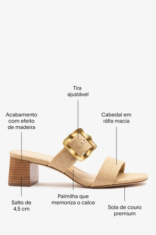 Mule Maria Ráfia Bege Sandal Larroudé