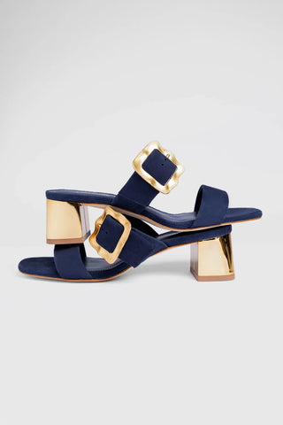 Mule Maria Camurça Azul Sandal Larroudé