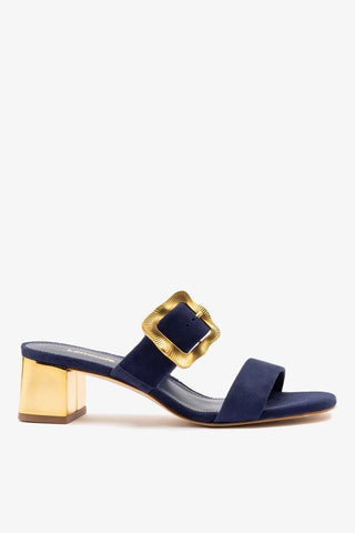 Mule Maria Camurça Azul Sandal Larroudé