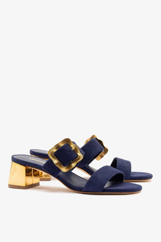 Mule Maria Camurça Azul Sandal Larroudé