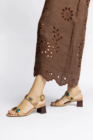 Sandália Milan Gioiello Ráfia Bege Sandal Larroudé
