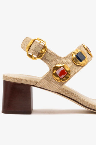 Sandália Milan Gioiello Ráfia Bege Sandal Larroudé
