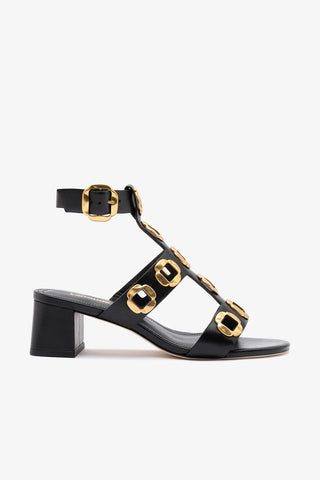 Sandália Gladiadora Milan Couro Preto Sandal Larroudé