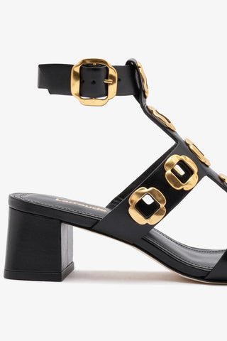 Sandália Gladiadora Milan Couro Preto Sandal Larroudé