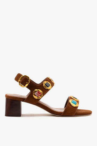 Sandália Milan Gioiello Camurça Marrom Sandal Larroudé