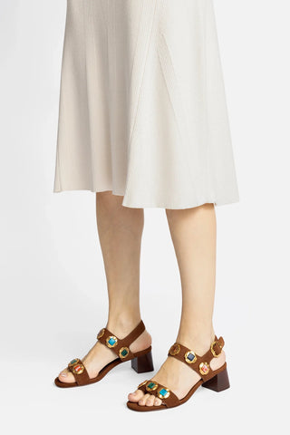 Sandália Milan Gioiello Camurça Marrom Sandal Larroudé