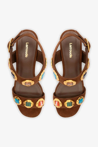 Sandália Milan Gioiello Camurça Marrom Sandal Larroudé