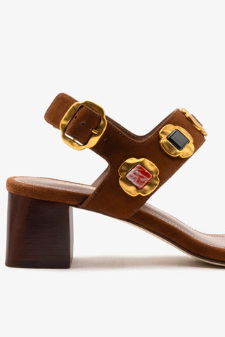 Sandália Milan Gioiello Camurça Marrom Sandal Larroudé