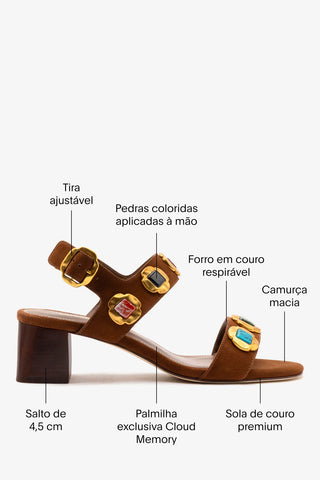 Sandália Milan Gioiello Camurça Marrom Sandal Larroudé