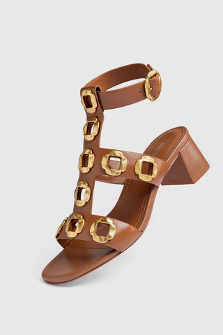 Sandália Gladiadora Milan Couro Caramelo Sandal Larroudé