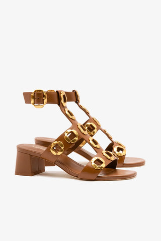 Sandália Gladiadora Milan Couro Caramelo Sandal Larroudé