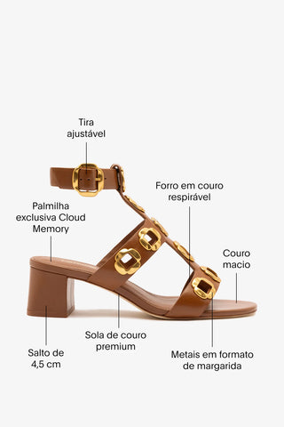 Sandália Gladiadora Milan Couro Caramelo Sandal Larroudé
