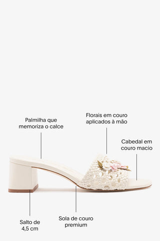 Larroudé x Tanner Fletcher: Mule Rose Garden Trellis Couro Off White Sandal Larroudé x Tanner Fletcher