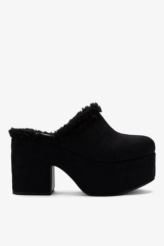 Mule Clog Plataforma Tricô Preto Mule Larroudé