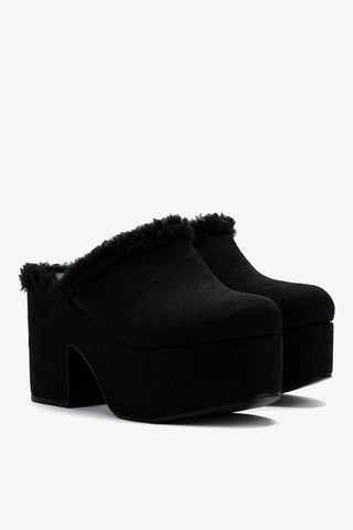 Mule Clog Plataforma Tricô Preto Mule Larroudé