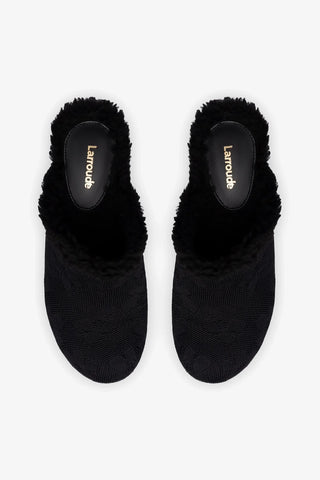 Mule Clog Plataforma Tricô Preto Mule Larroudé
