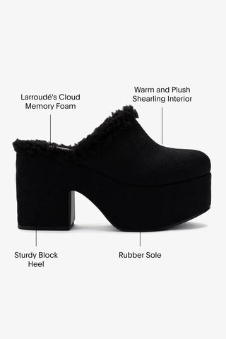 Mule Clog Plataforma Tricô Preto Mule Larroudé