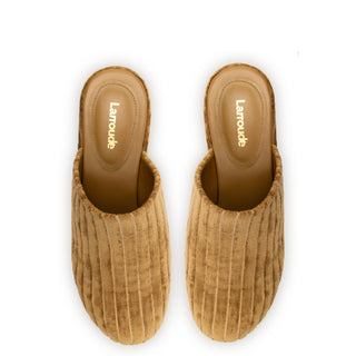 Mule Clog Plataforma Miso Veludo Caramelo