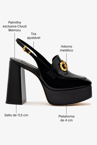 Slingback Plataforma Harrington Hi Couro Preto Pump Larroudé