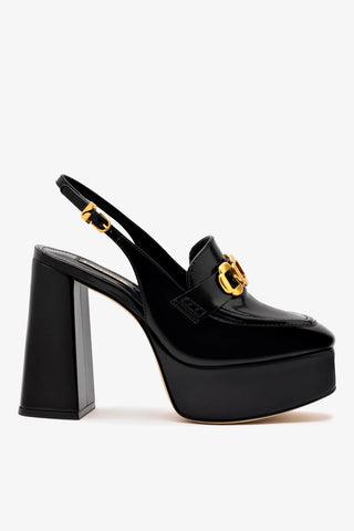 Slingback Plataforma Harrington Hi Couro Preto Pump Larroudé