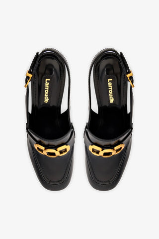 Slingback Plataforma Harrington Hi Couro Preto Pump Larroudé