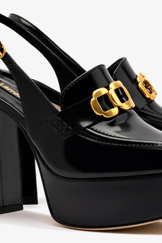 Slingback Plataforma Harrington Hi Couro Preto Pump Larroudé