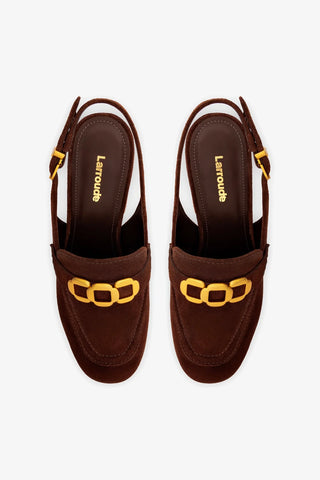 Slingback Plataforma Harrington Hi Camurça Marrom Pump Larroudé