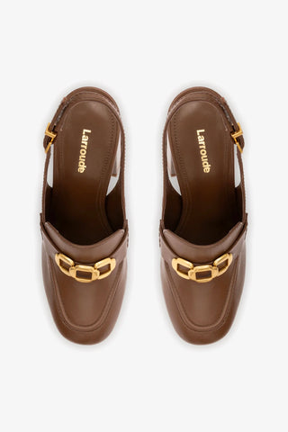 Slingback Plataforma Harrington Hi Couro Marrom Pump Larroudé