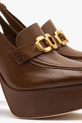 Slingback Plataforma Harrington Hi Couro Marrom Pump Larroudé