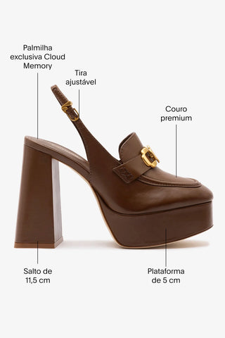 Slingback Plataforma Harrington Hi Couro Marrom Pump Larroudé