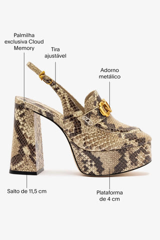 Slingback Plataforma Harrington Hi Couro Cobra Bege Pump Larroudé