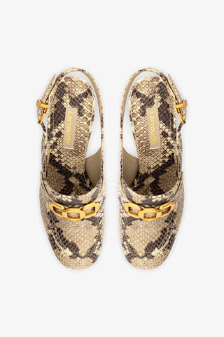 Slingback Plataforma Harrington Hi Couro Cobra Bege Pump Larroudé
