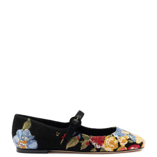 Larroudé x Markarian: Sapatilha Lã Preto Floral