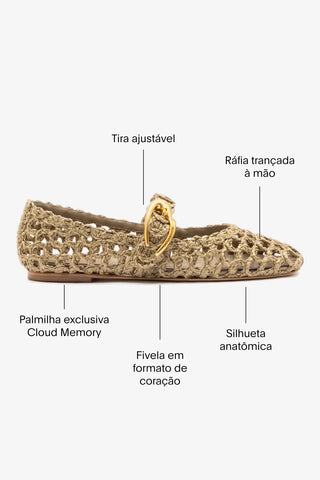 Sapatilha Verona Macramê Ráfia Bege Ballerina Larroudé