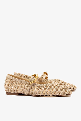 Sapatilha Verona Macramê Ráfia Natural Ballerina Larroudé