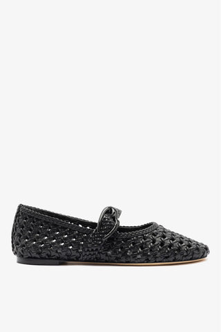 Sapatilha Verona New Macramê Couro Preto Ballerina Larroudé