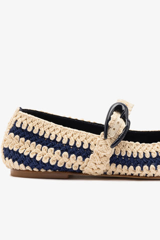 Sapatilha Verona Crochê Azul e Off White Ballerina Larroudé