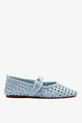 Sapatilha Verona New Macramê Couro Azul Ballerina Larroudé