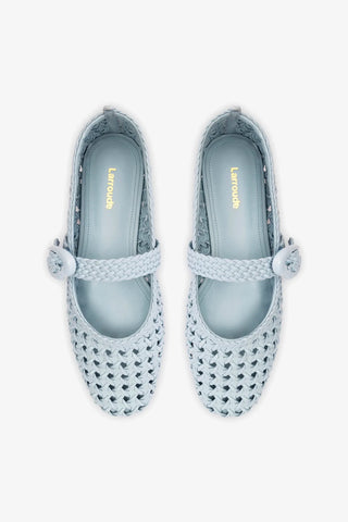 Sapatilha Verona New Macramê Couro Azul Ballerina Larroudé