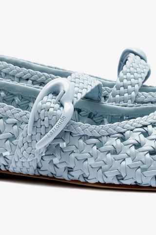 Sapatilha Verona New Macramê Couro Azul Ballerina Larroudé