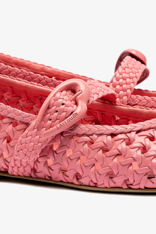 Sapatilha Verona New Macramê Couro Rosa Ballerina Larroudé