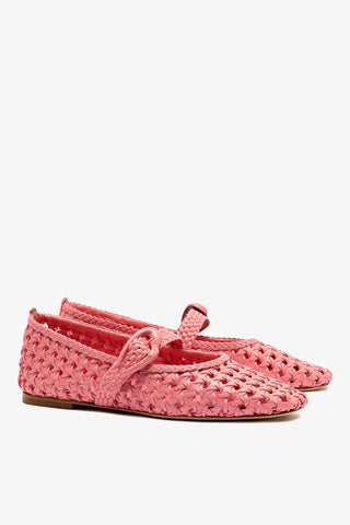 Sapatilha Verona New Macramê Couro Rosa Ballerina Larroudé