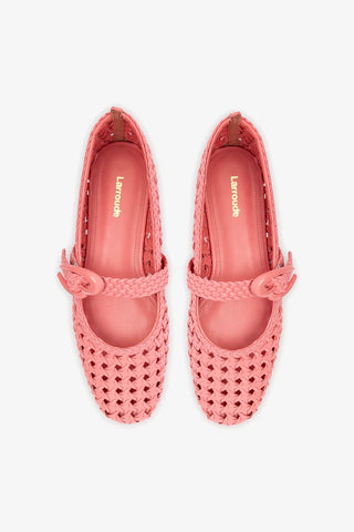 Sapatilha Verona New Macramê Couro Rosa Ballerina Larroudé