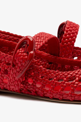 Sapatilha Verona Macramê Couro Vermelho Ballerina Larroudé